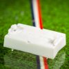 White plastic electric football bases